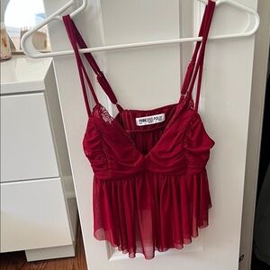 Princess Polly Burgundy Sheer Camisole